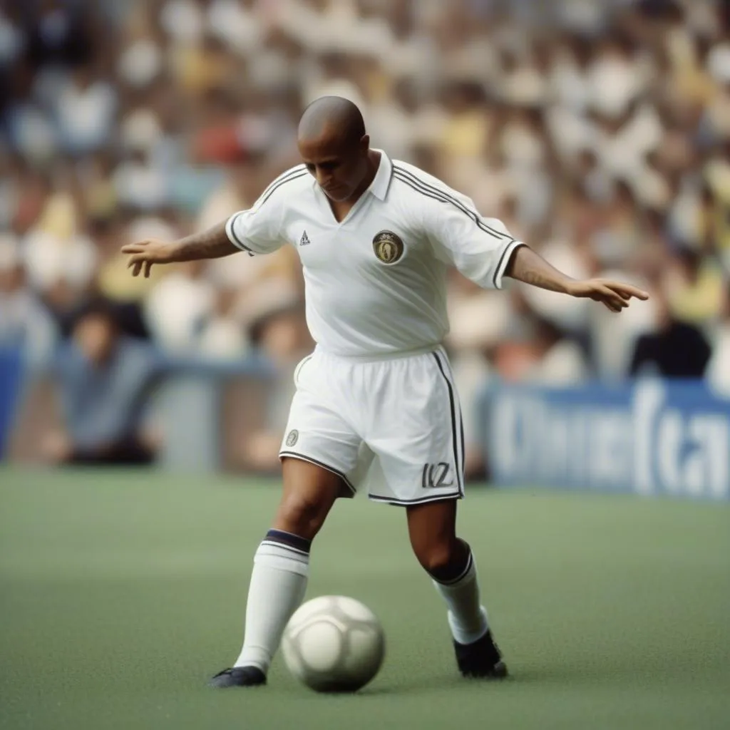 Roberto Carlos performing an iconic free-kick