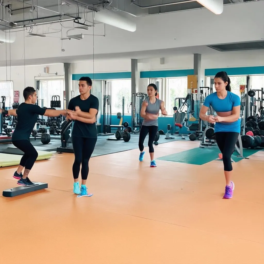 Sinh viên tập luyện tại phòng tập gym