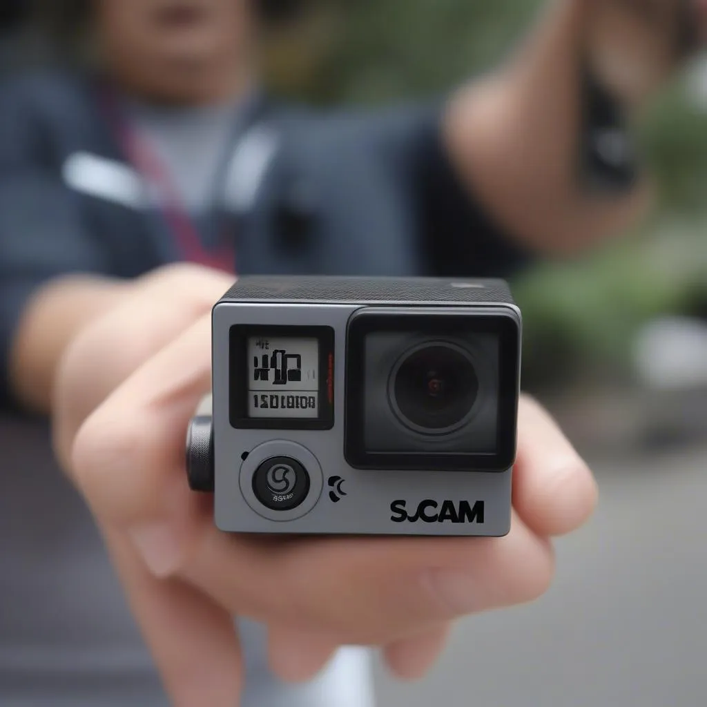 Camera thể thao SJCAM SJ5000 Plus Wifi màu đen cầm trên tay