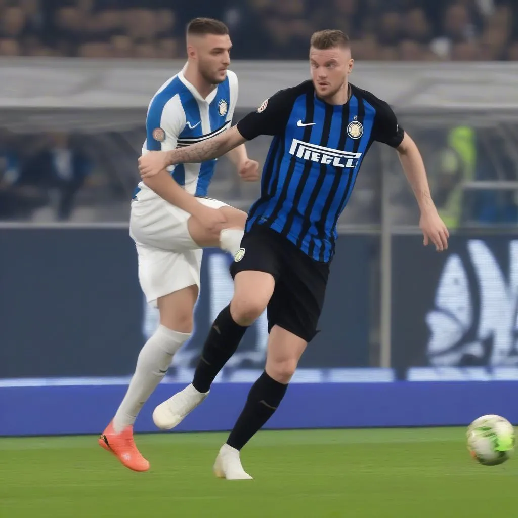 Milan Skriniar trong một trận đấu tại Champions League