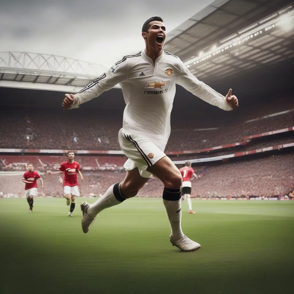 Cristiano Ronaldo mặc áo số 7 của Manchester United