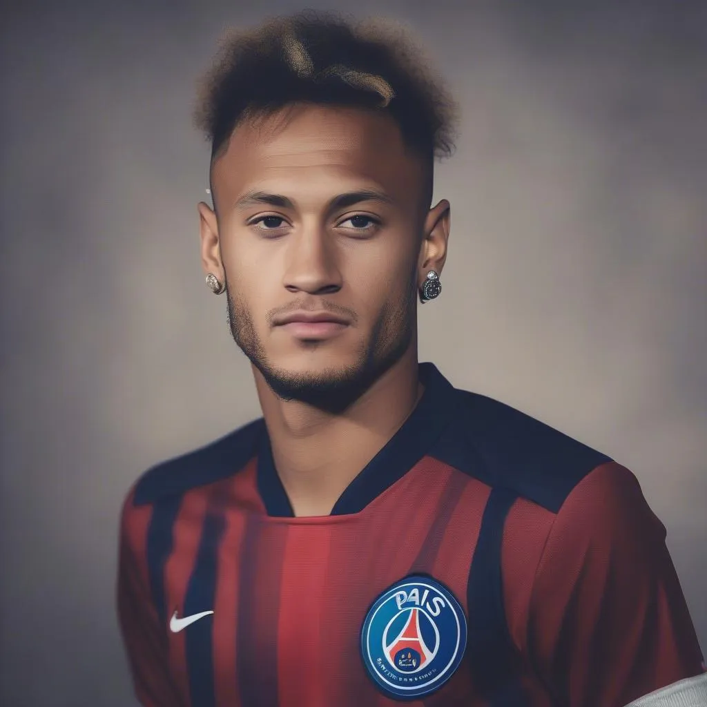 Neymar Jr trong màu áo PSG với hiệu ứng retro đẹp mắt 