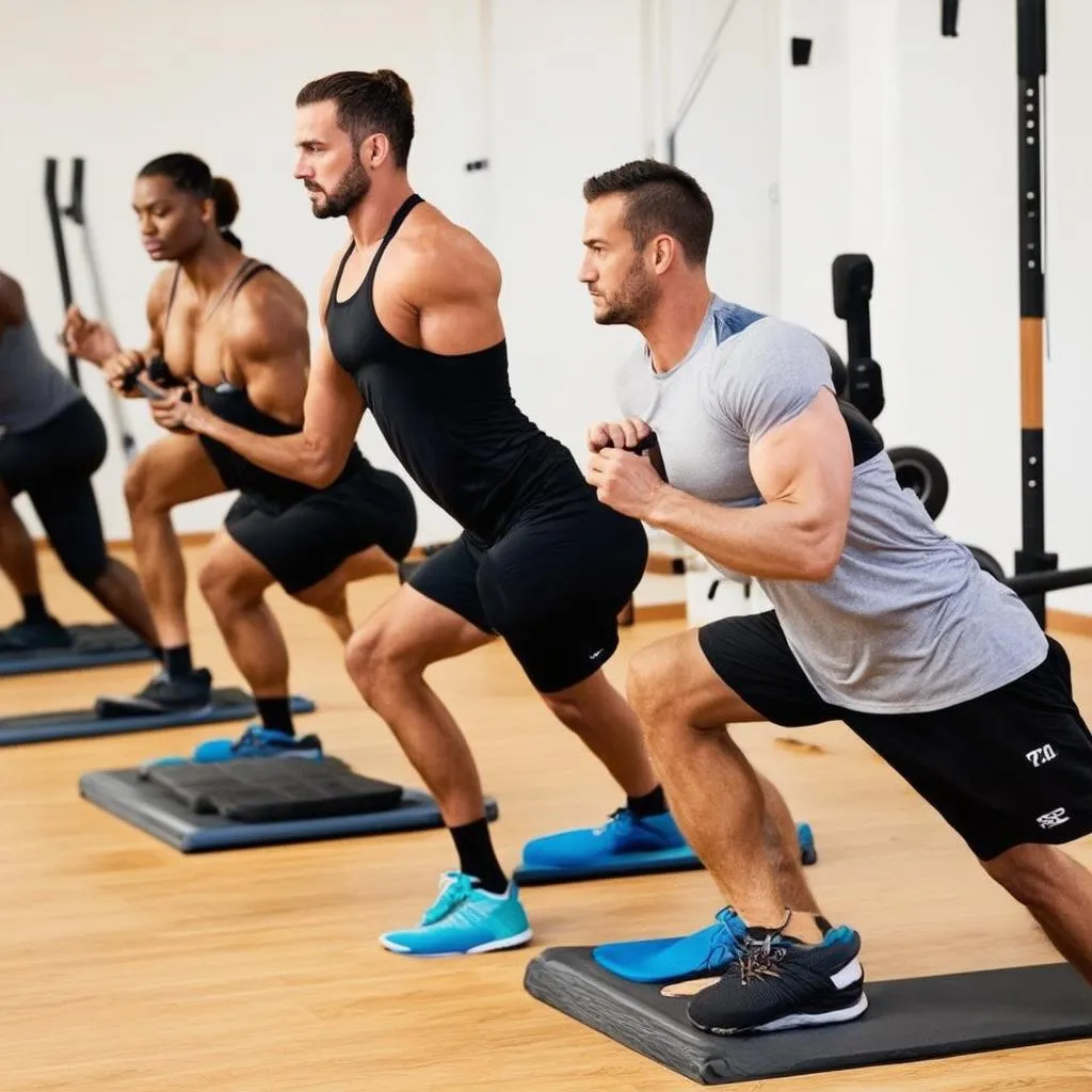 Exercising in the sports center