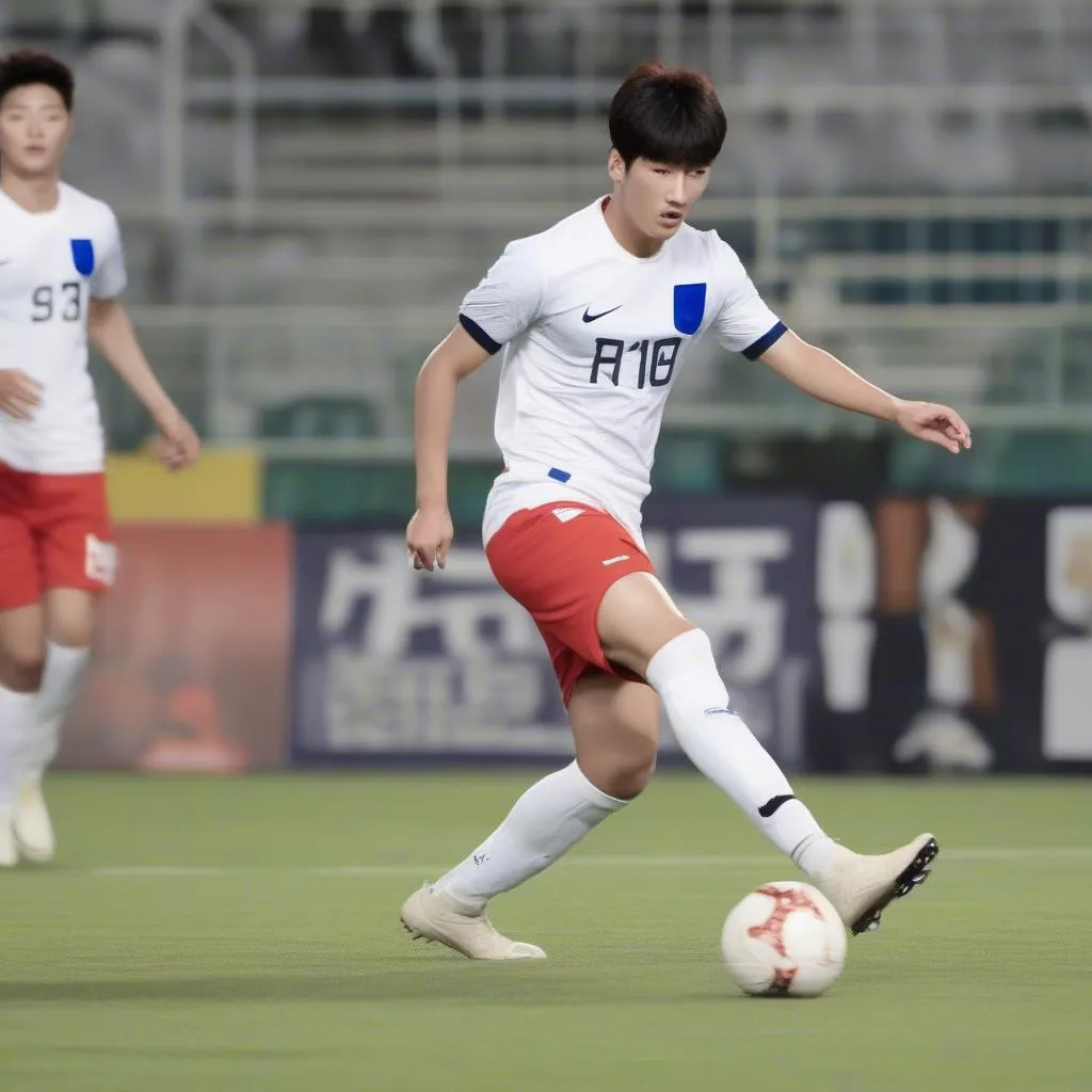 Cầu thủ U20 Hàn Quốc Kang Woo-jin trong trận đấu