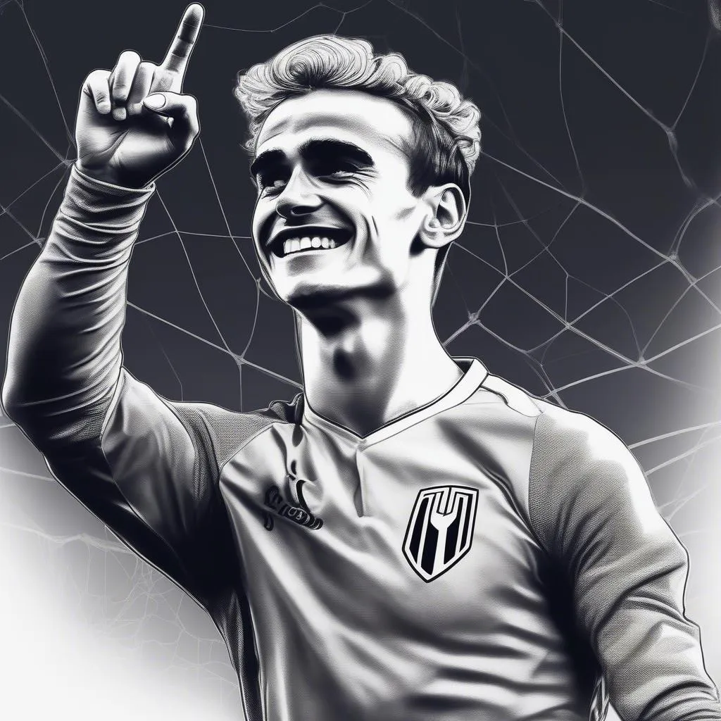 Vẽ cầu thủ bóng đá Griezmann ăn mừng theo phong cách "Người nhện"