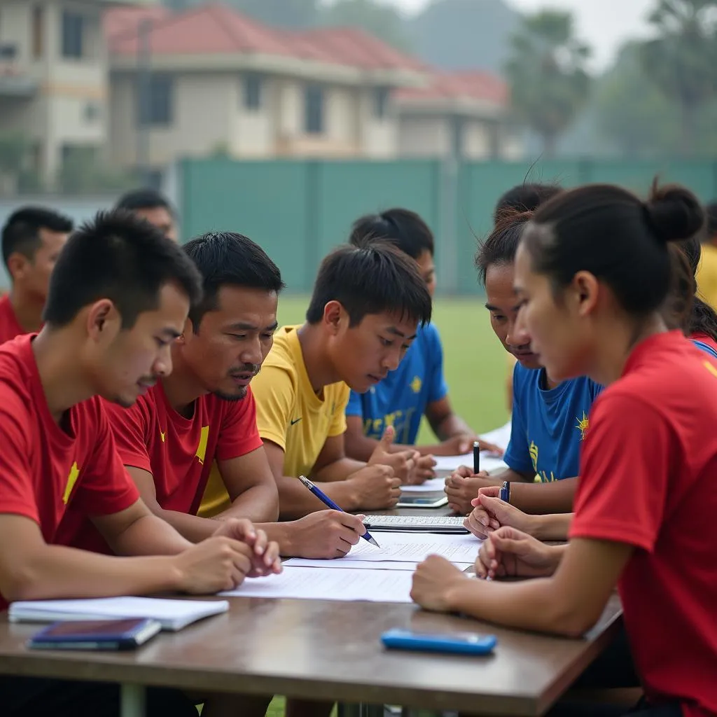 Ban huấn luyện đội tuyển bóng đá Việt Nam trong phòng tập