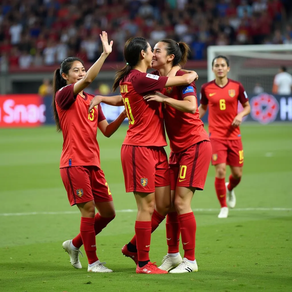 Vietnamese Players Celebrating a Goal