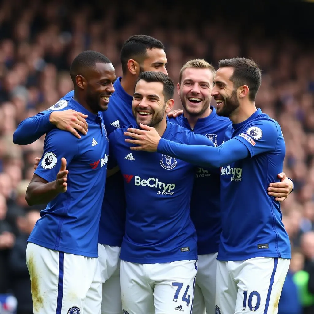 Cầu thủ Everton ăn mừng bàn thắng