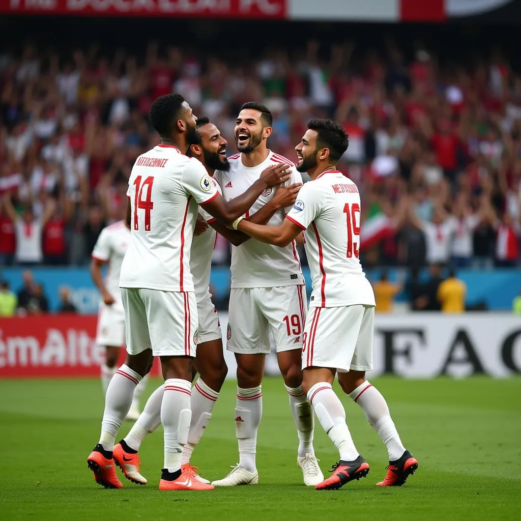 UAE national football team celebrating victory