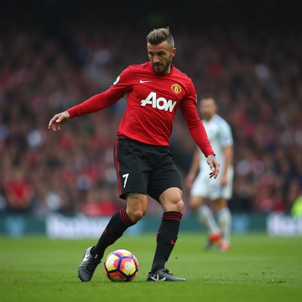 David Beckham trong màu áo số 7 của Manchester United