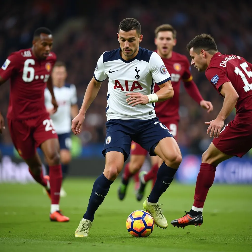 David thi đấu cho Tottenham trên sân cỏ