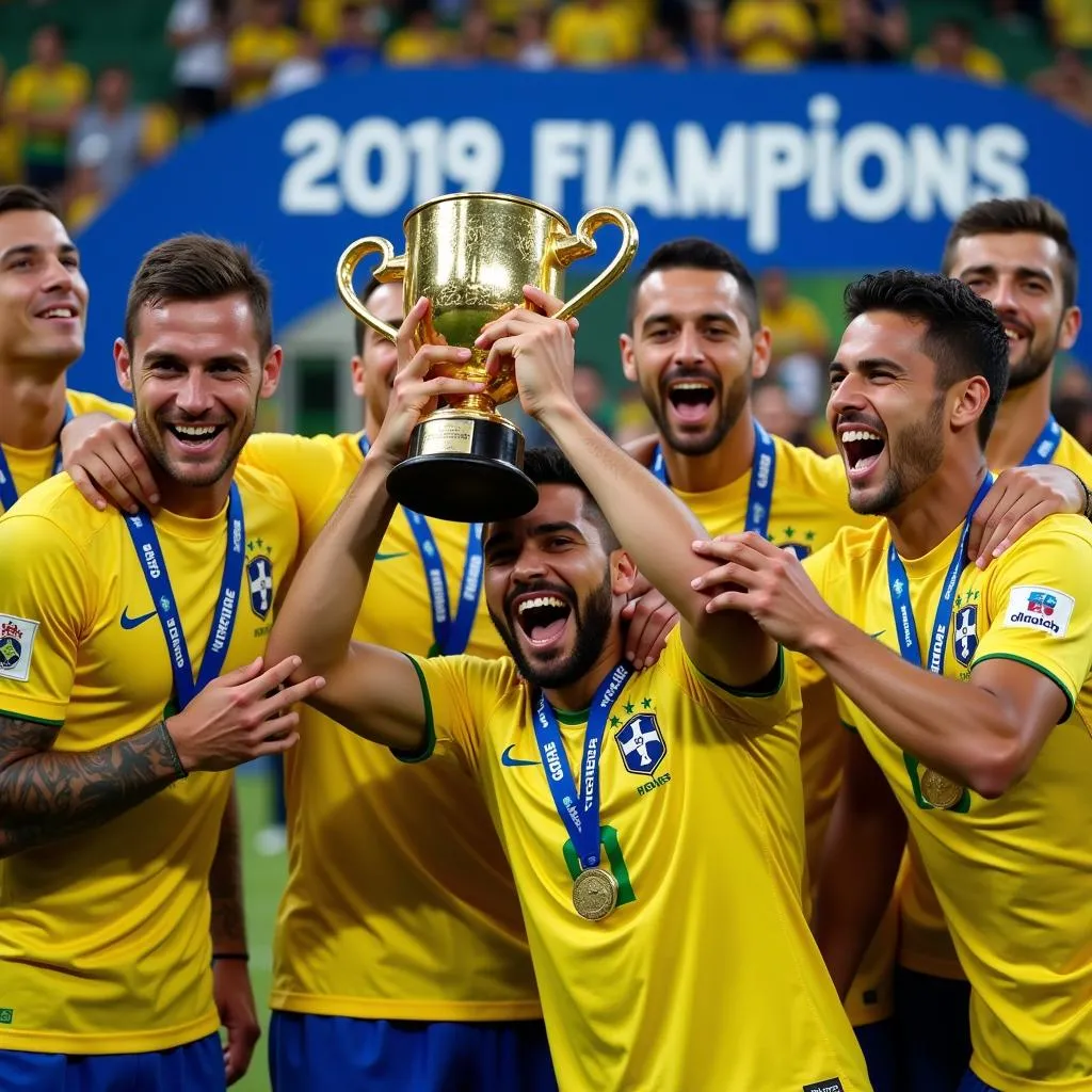 Đội hình Brazil nâng cao chiếc cúp vô địch Copa América 2019