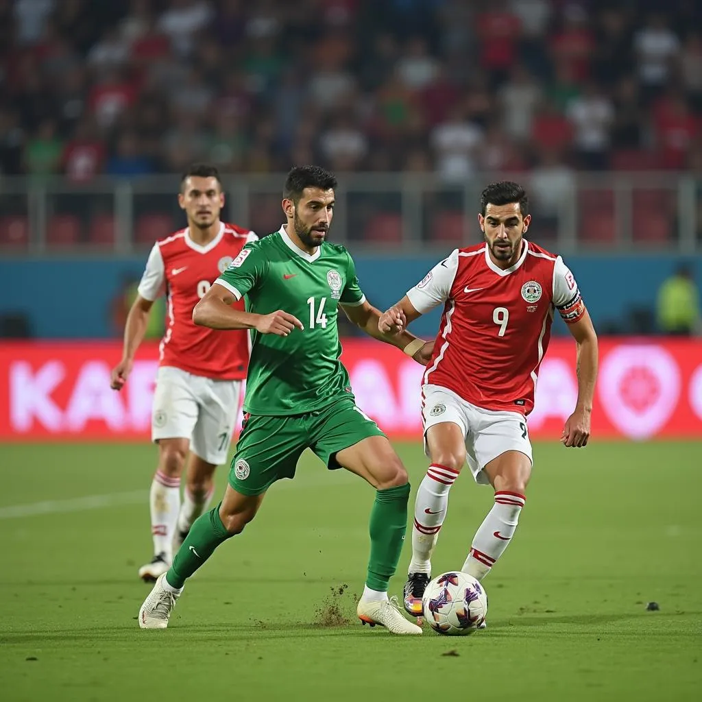 Syrian National Team playing at Aleppo International Stadium