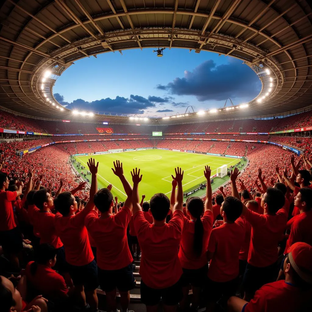 Fans cheering for the Vietnamese National Football Team