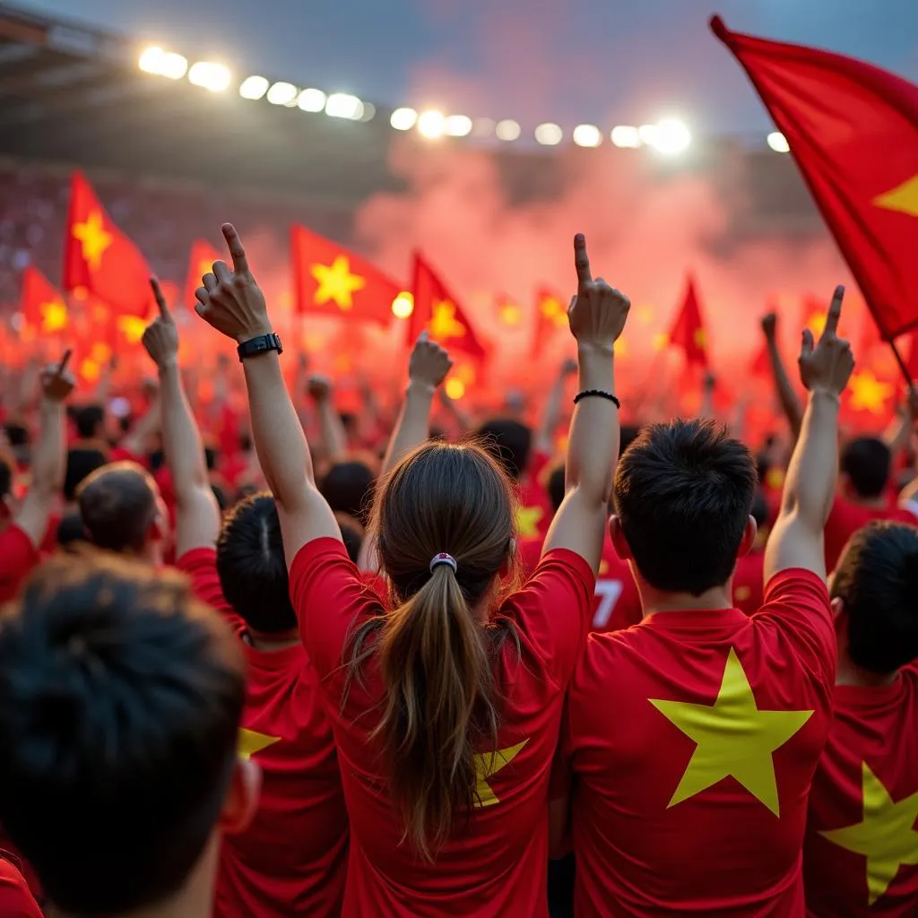 Vietnamese fans cheering for their national team