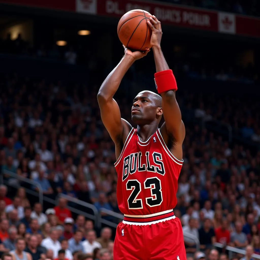 Michael Jordan thực hiện cú ném bóng