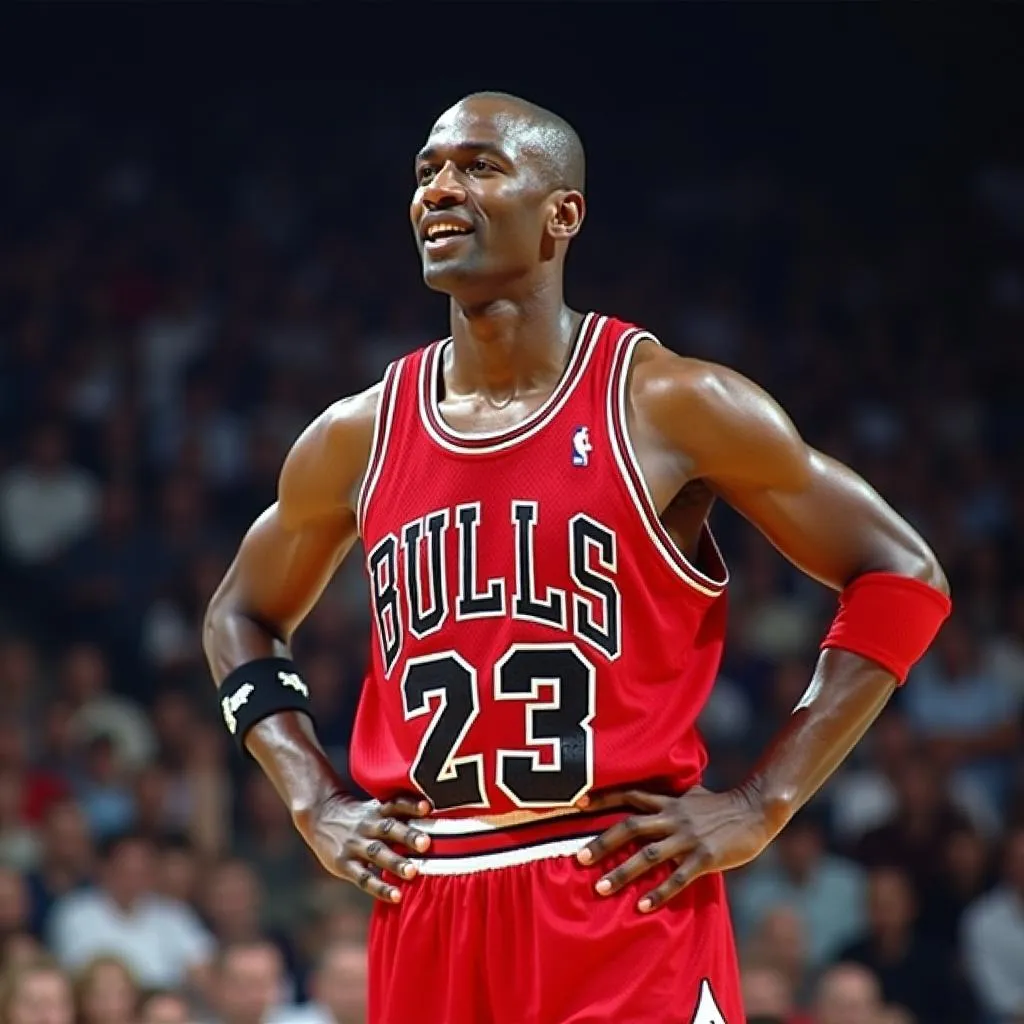 Michael Jordan in his Chicago Bulls jersey