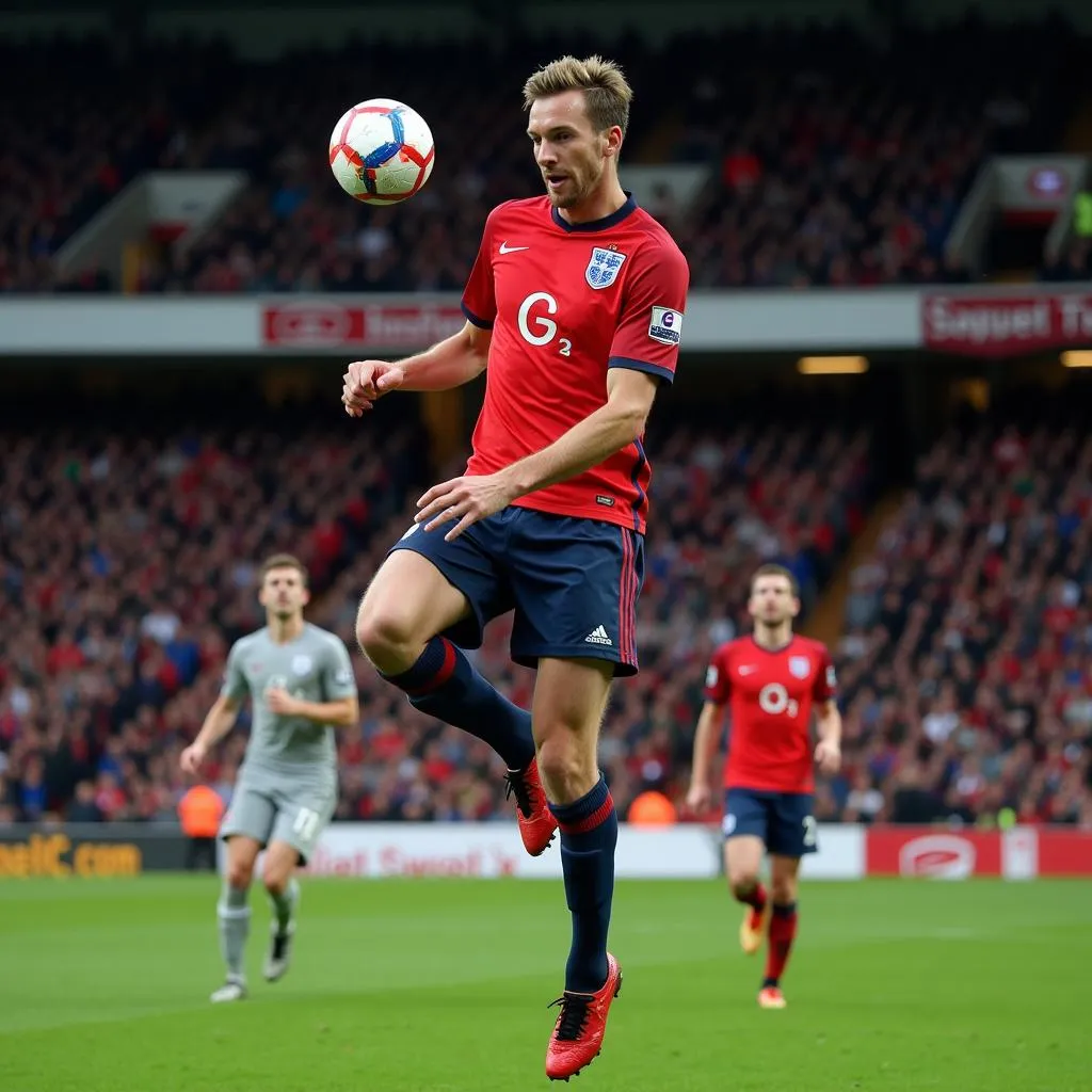 Peter Crouch thực hiện cú đánh đầu