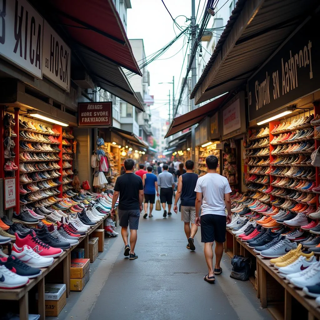 Chợ giày thể thao Bangkok nhộn nhịp