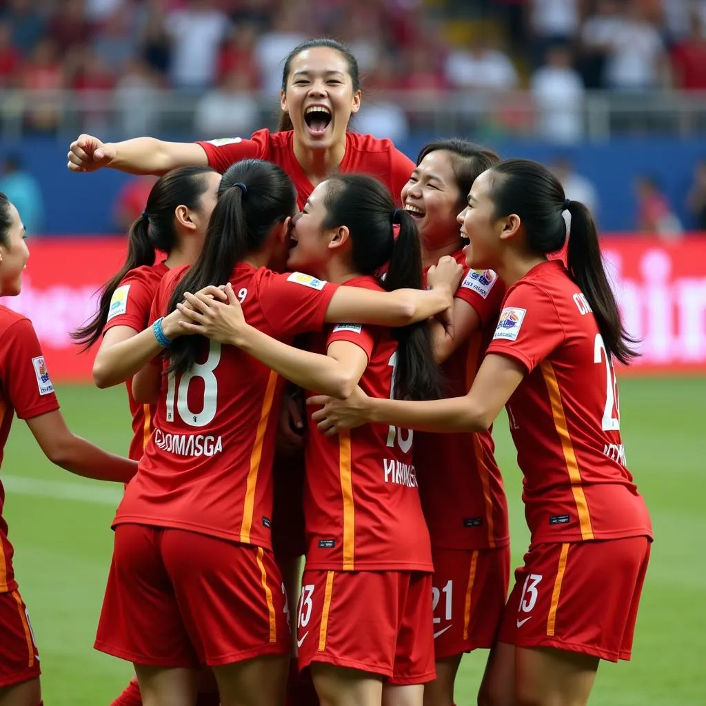 Vietnamese Women's U16 team celebrates victory