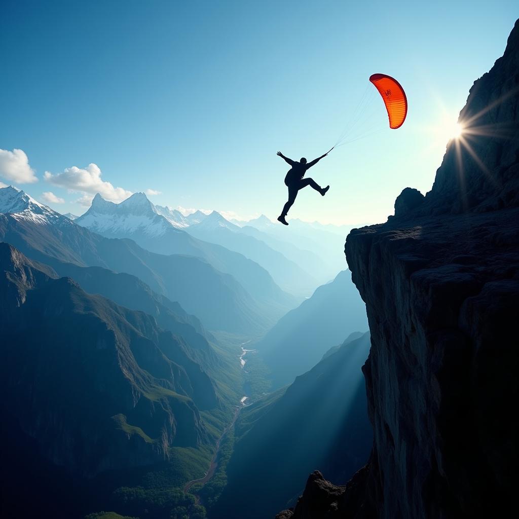 BASE Jumping from Cliff