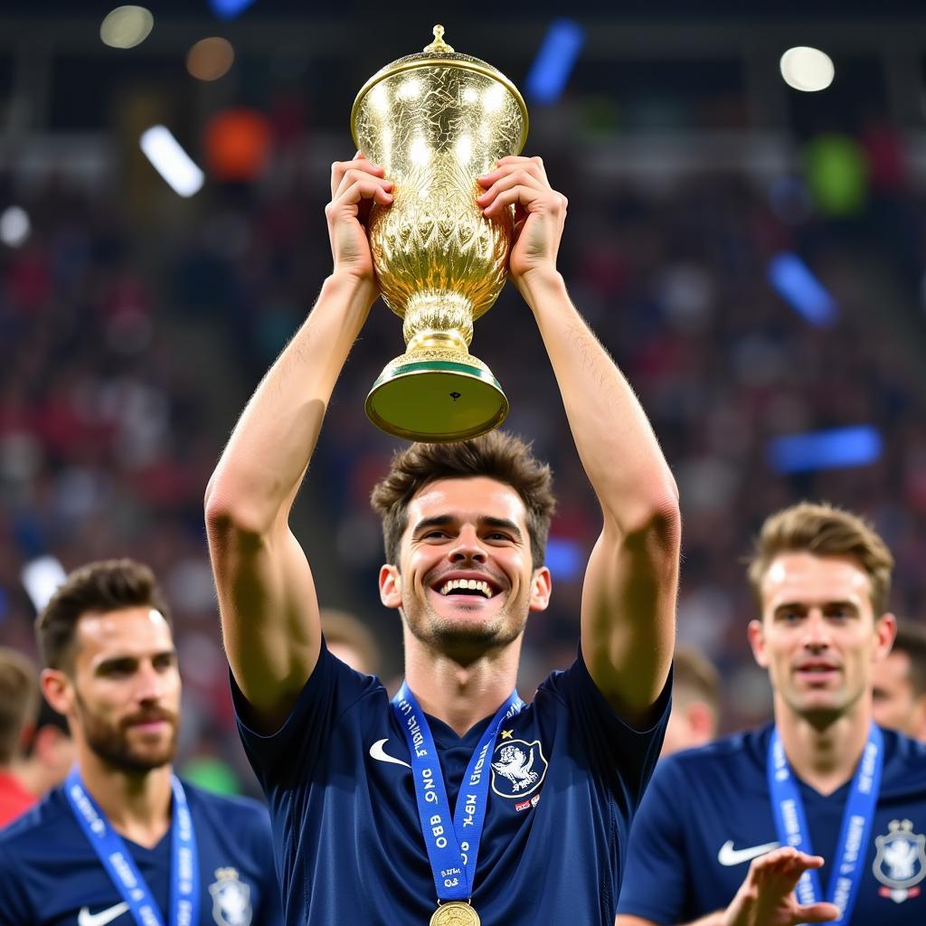 Benjamin Pavard ăn mừng chức vô địch World Cup 2018