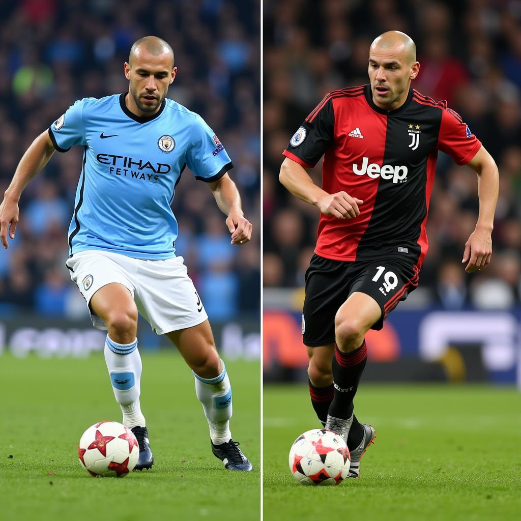 Pablo Zabaleta trong màu áo Man City và Juventus