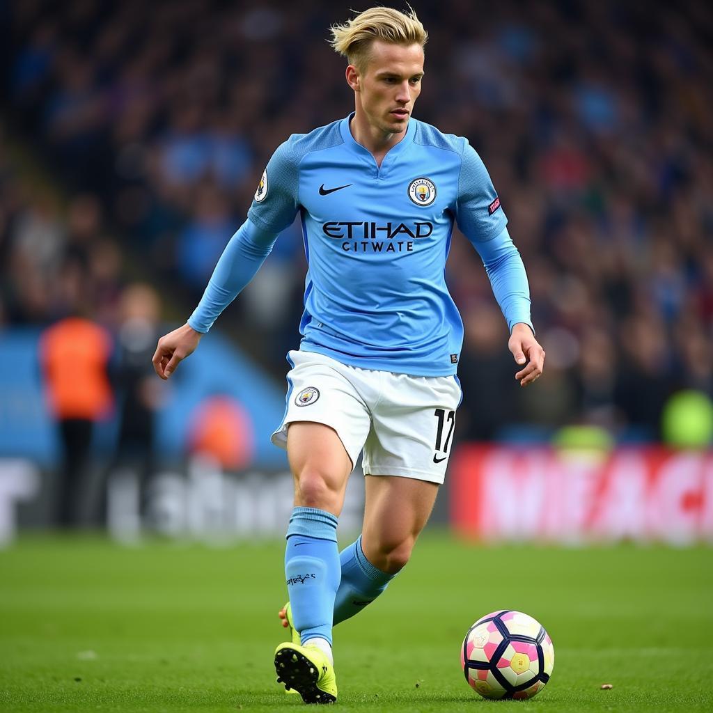 Cầu thủ Man City FO4 Erling Haaland dứt điểm hiểm hóc