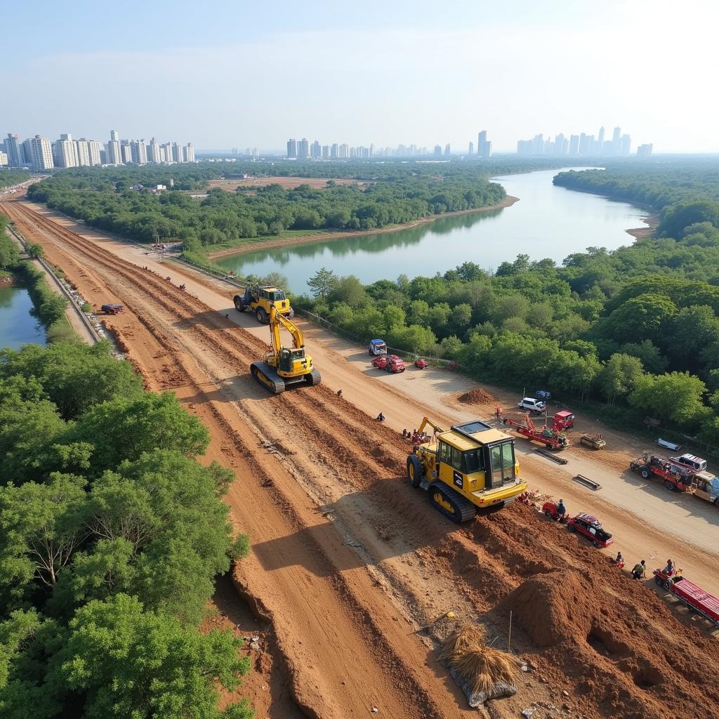 Hình ảnh minh họa quá trình giải phóng mặt bằng cho dự án cầu Thủ Thiêm 4