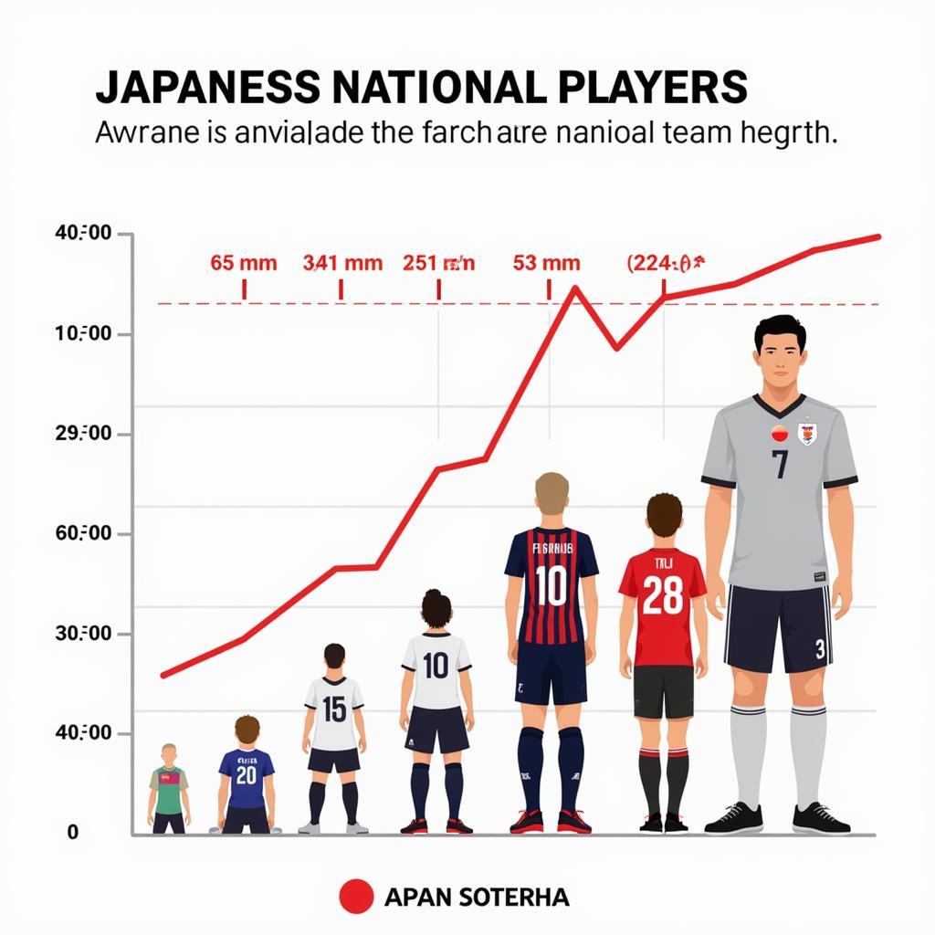 So sánh chiều cao đội tuyển Nhật Bản với các đội tuyển khác