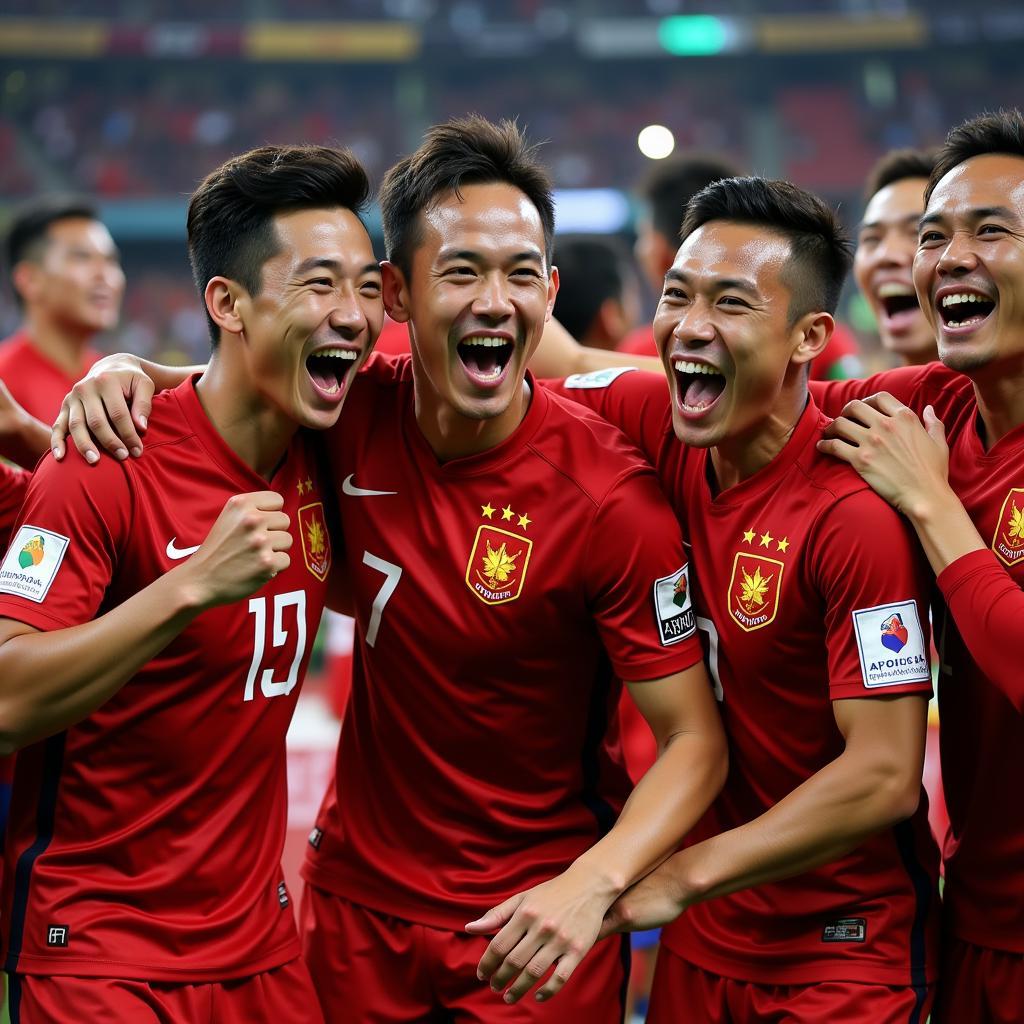 Danh sách đội tuyển Việt Nam 2018: Hình ảnh các cầu thủ ăn mừng chiến thắng AFF Cup