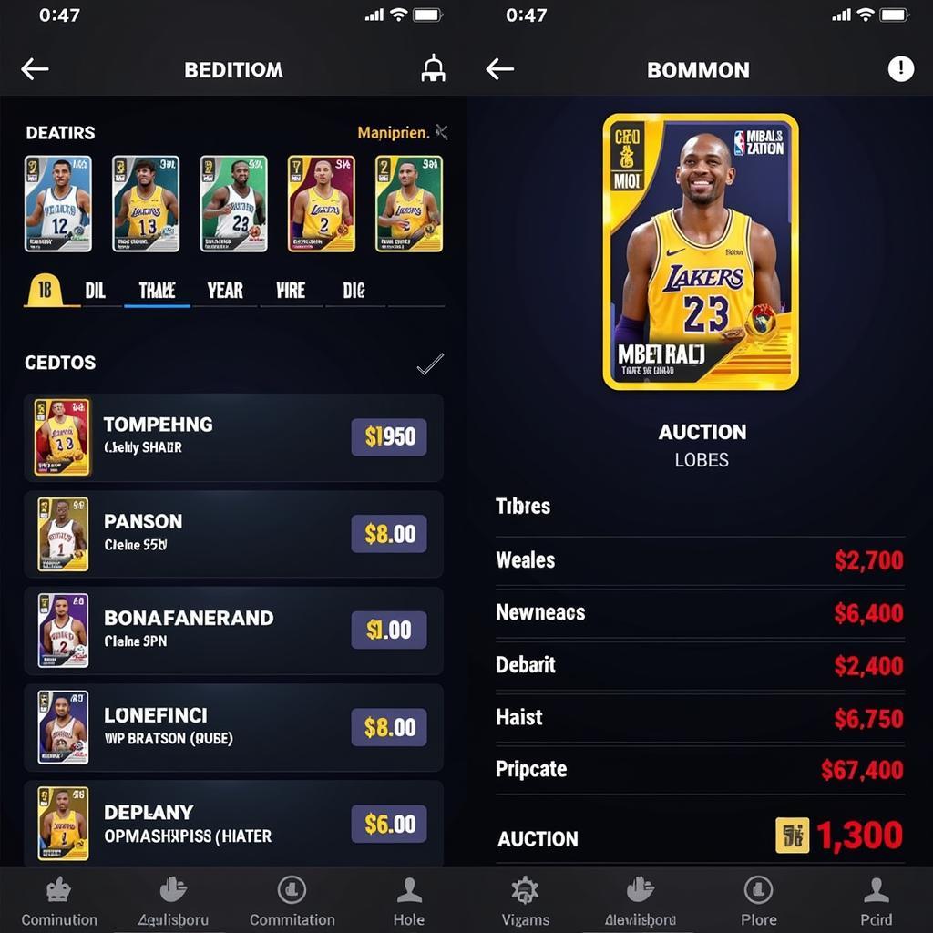 Đấu giá cầu thủ trong NBA Live Mobile