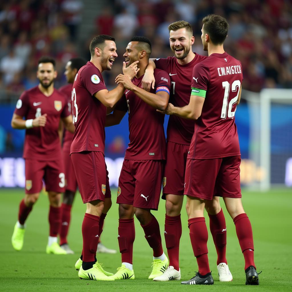 Đội tuyển Qatar ăn mừng chiến thắng tại Asian Cup 2019