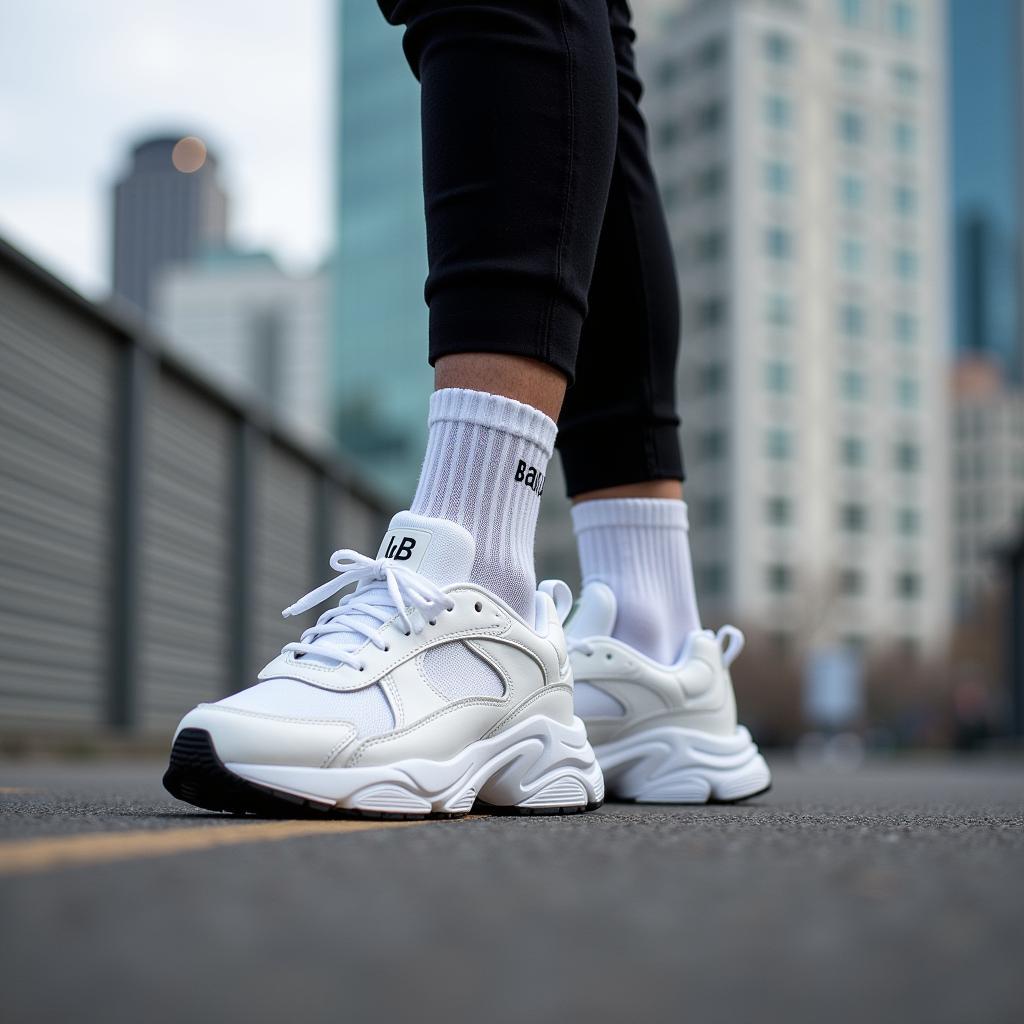 Giày Balenciaga Speed Trainer Màu Trắng Đang Chạy