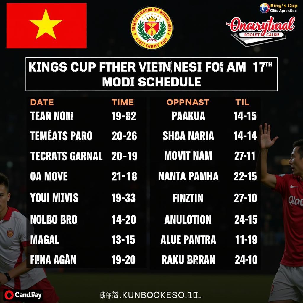 Lịch thi đấu King's Cup của Đội tuyển Việt Nam