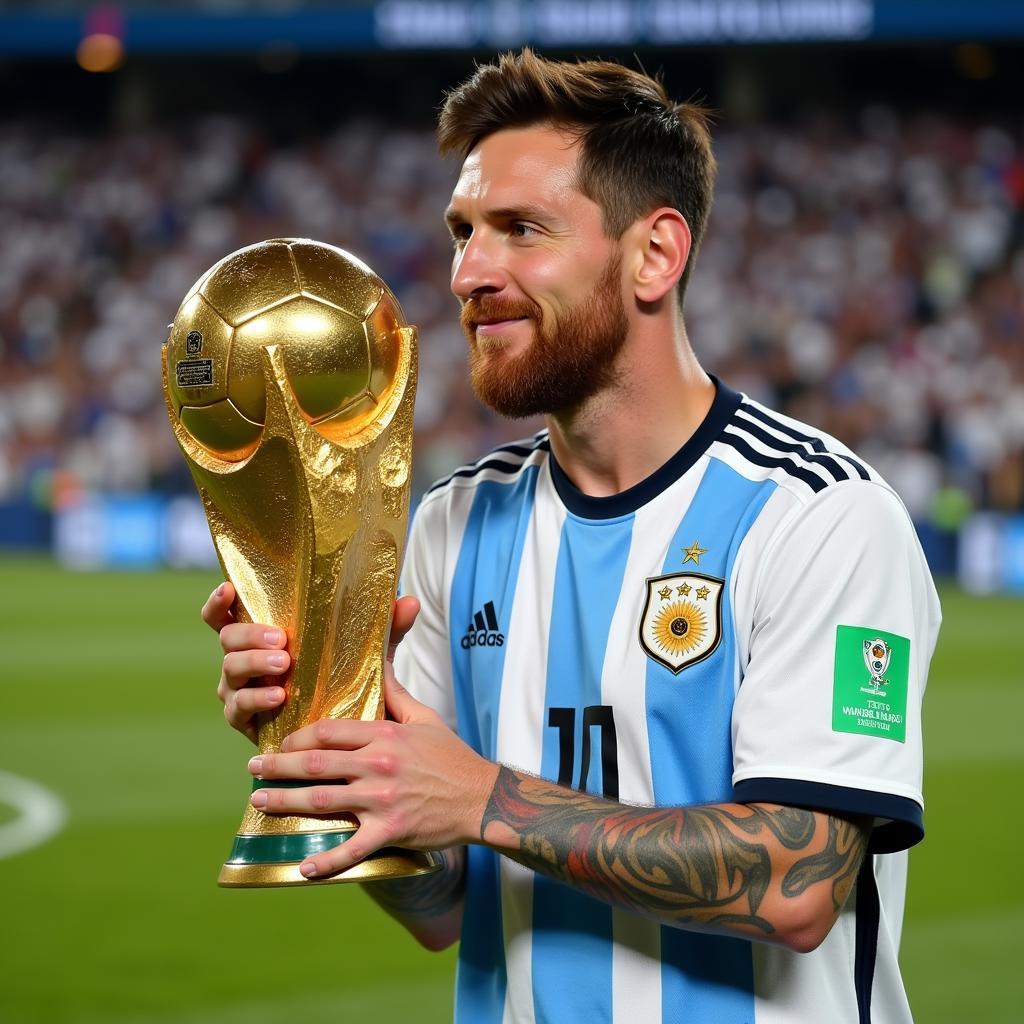 Lionel Messi nâng cúp vô địch World Cup