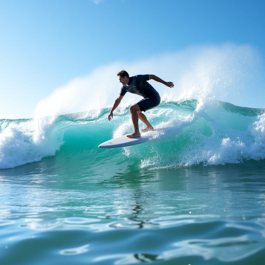 Surfer Riding a Wave