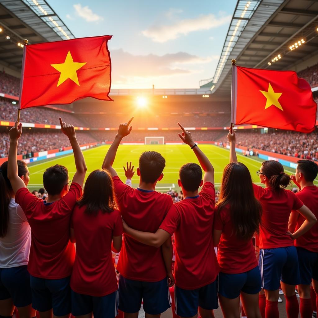 Người hâm mộ Việt Nam thể thao World Cup cổ vũ sôi động