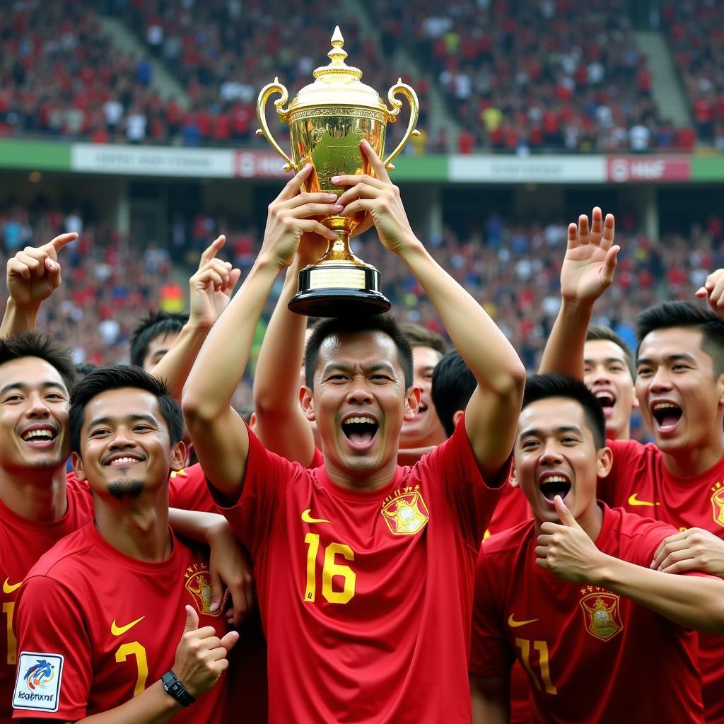 Phan Văn Tài Em nâng cúp AFF Cup 2008