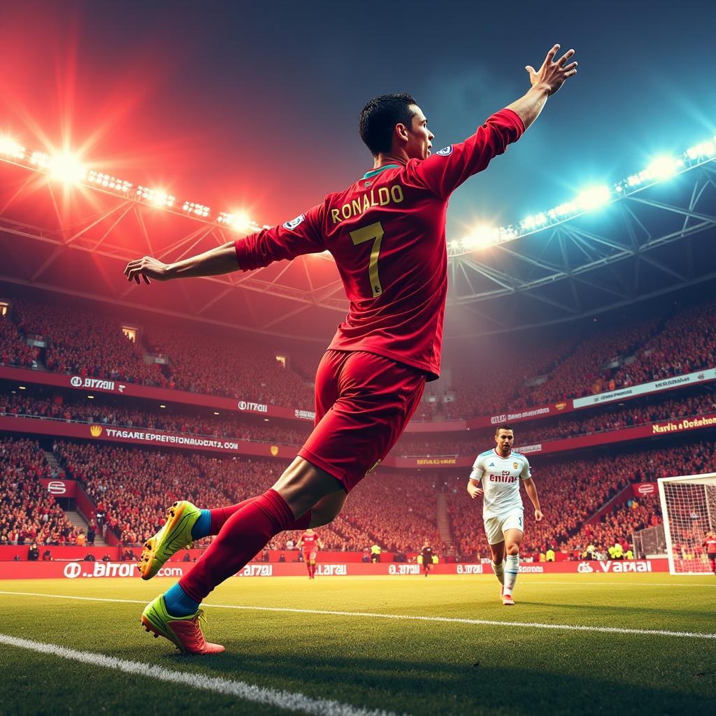 Poster ảnh cầu thủ Ronaldo ghi bàn thắng quyết định