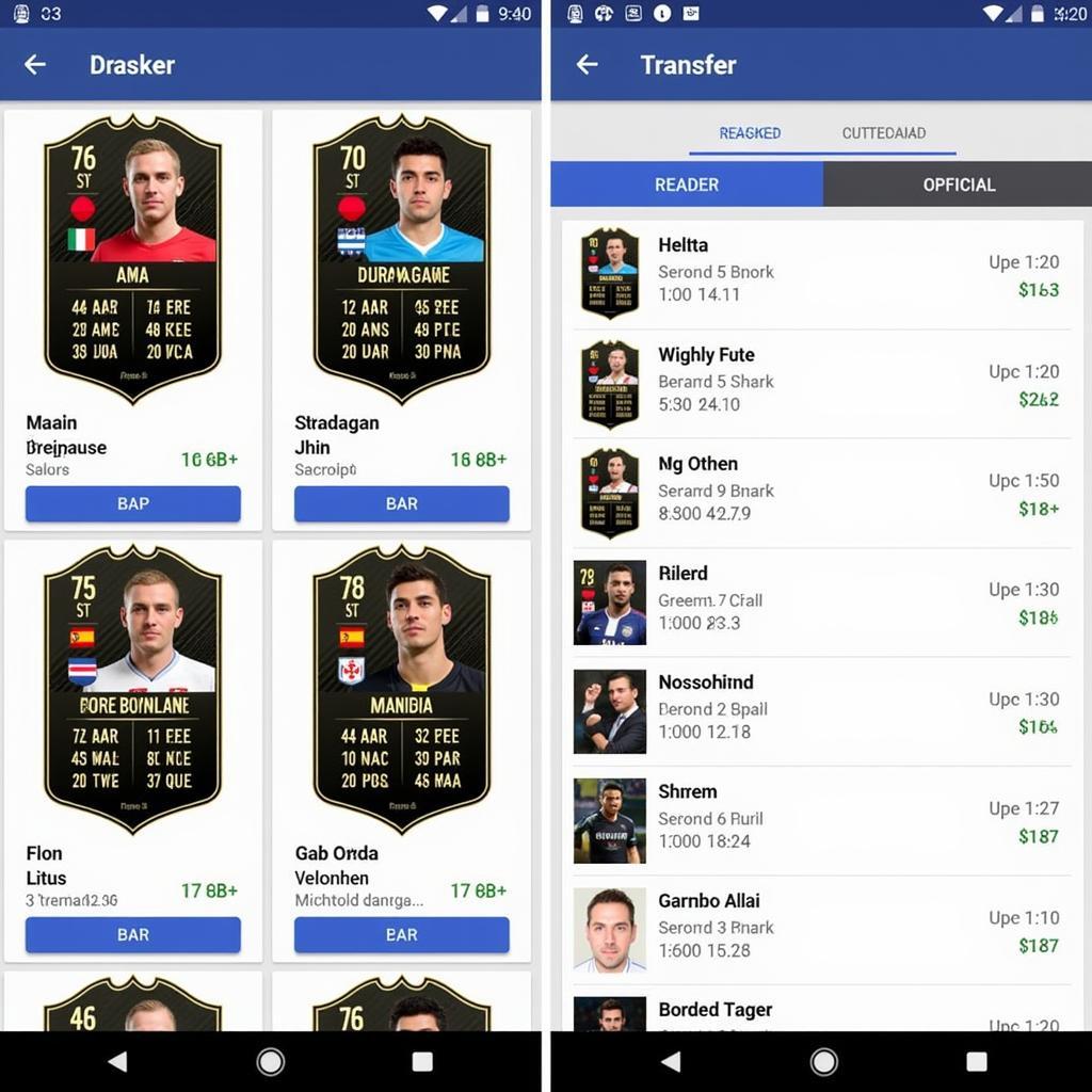 Thị trường chuyển nhượng PES 2018 Android