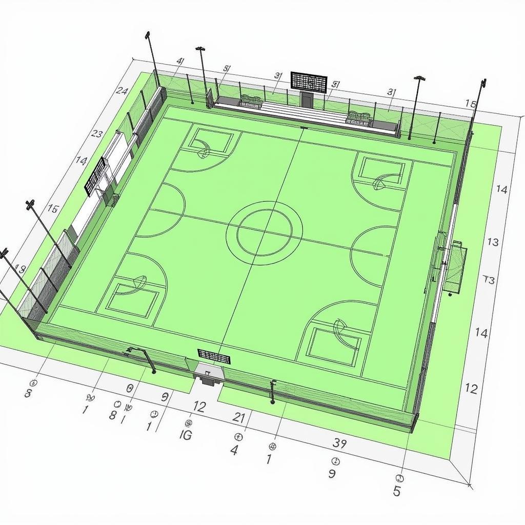 Thiết kế sân thể thao CAD hiện đại