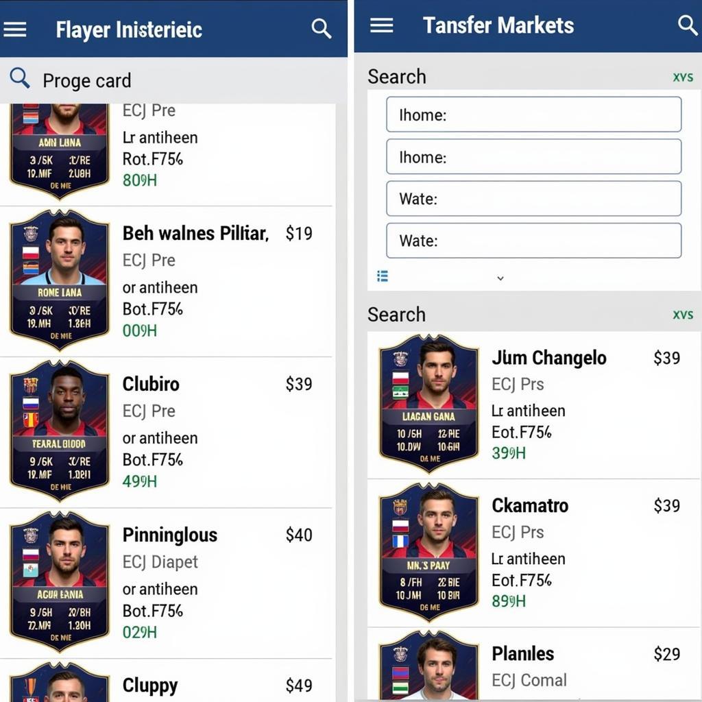 Tìm kiếm cầu thủ FIFA Mobile trên thị trường chuyển nhượng