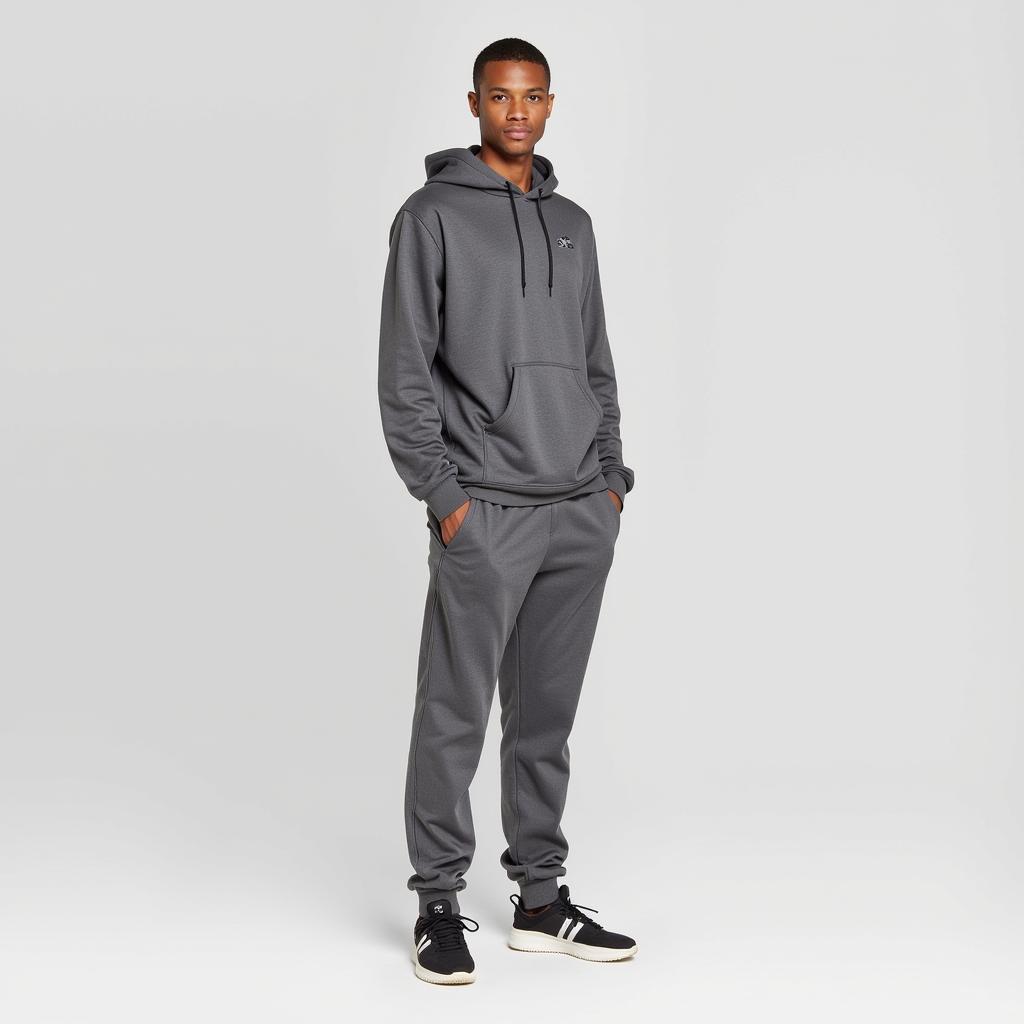 Trang phục thể thao cho người cao gầy: Áo hoodie oversized, quần jogger và giày thể thao cá tính.