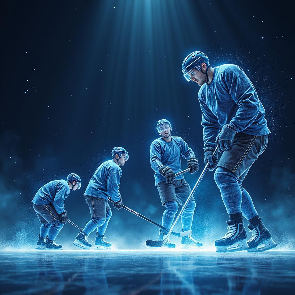 Tương lai của hockey trên màn ảnh: Hình ảnh đồ họa thể hiện sự phát triển của công nghệ điện ảnh và tiềm năng của các bộ phim về hockey trong tương lai.