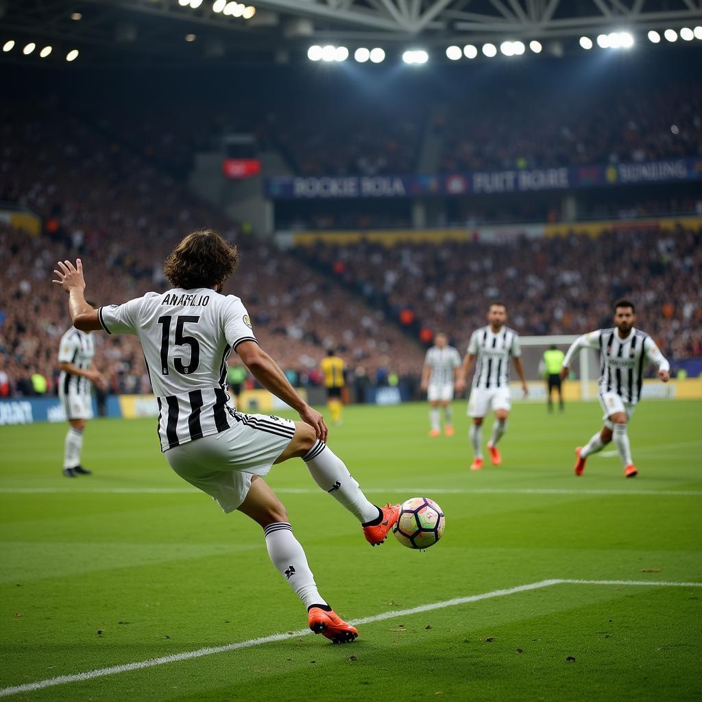 Andrea Pirlo thực hiện quả phạt góc trong màu áo Juventus