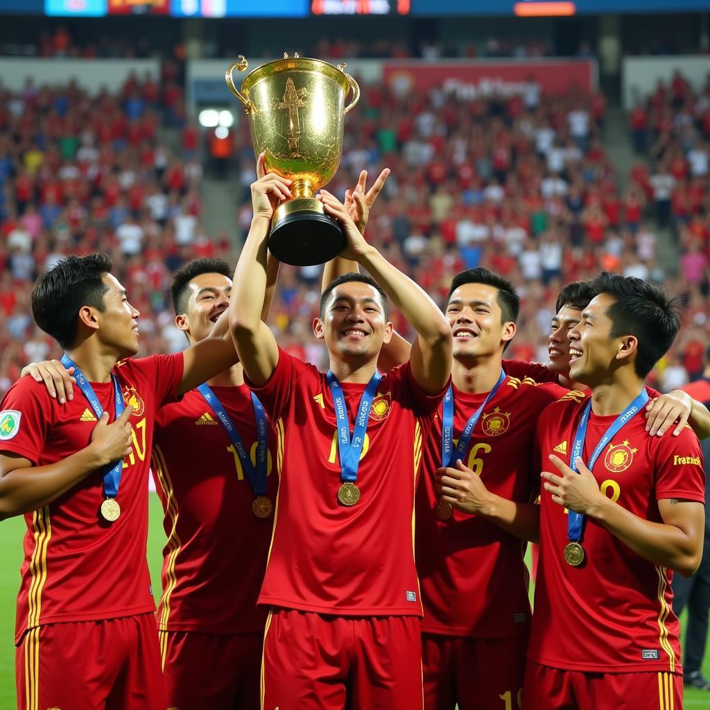 Anh Đức nâng cao chiếc cup vô địch AFF Cup 2018