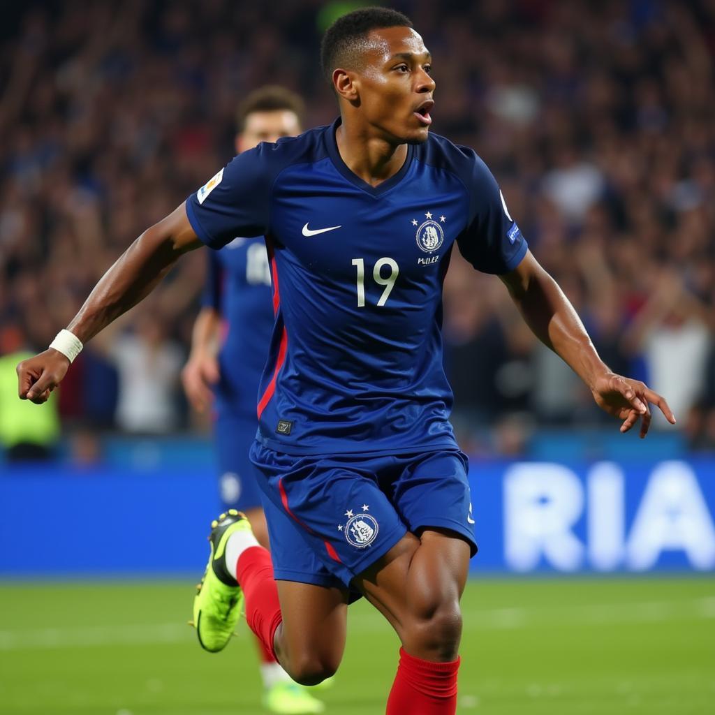 Kylian Mbappé trong màu áo đội tuyển Pháp