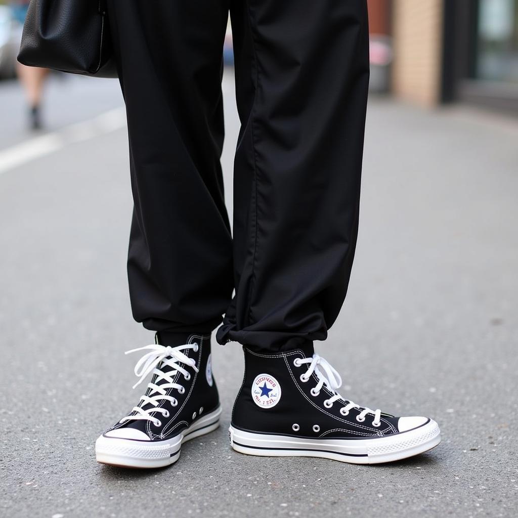 Phong cách thời trang đường phố với giày Converse cổ cao