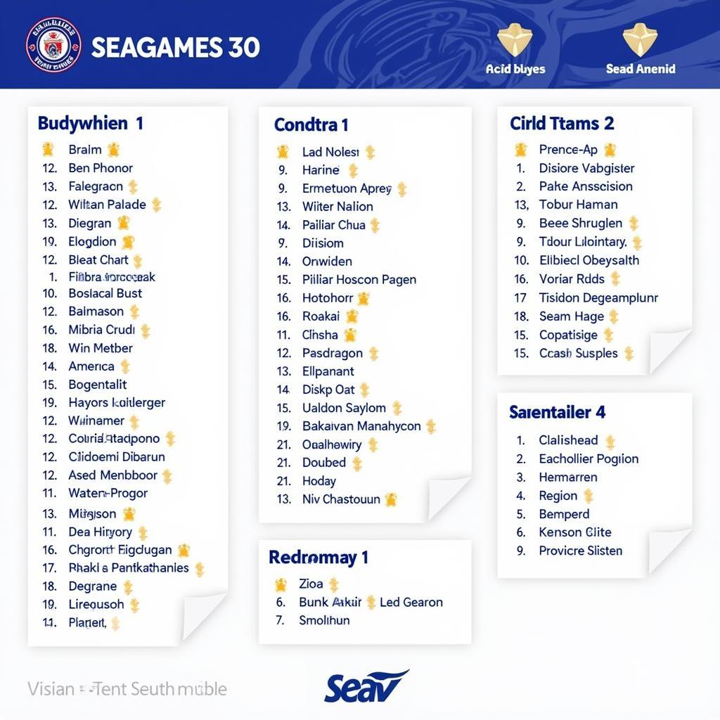 Danh sách dự kiến cầu thủ Seagame 30